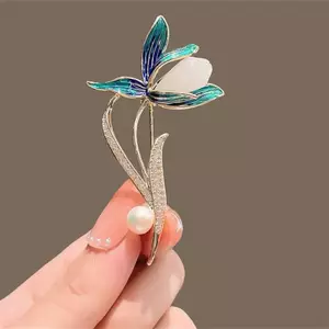 PNPIA- Tính Khí Sang Trọng Hoa Lily Trâm Cài Cho Nữ Cô Gái Vintage Men Chân Đa Năng Sáng Bóng Xòe Quần Áo Phụ Kiện Quà Tặng