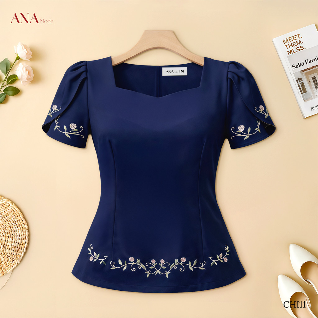 Áo Kiểu Sang Trọng Trung Niên ANA Mode Chất Liệu Cotton Lạnh Quý Phái Đi Tiệc Quà Tặng Mẹ AK25CHI11