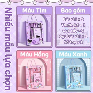 Bộ quà tặng 1/6 sinh nhật bút chì lớp 1 cho bé gái hoạt hình vui nhộn đồ dùng học tập thiếu nhi xinh