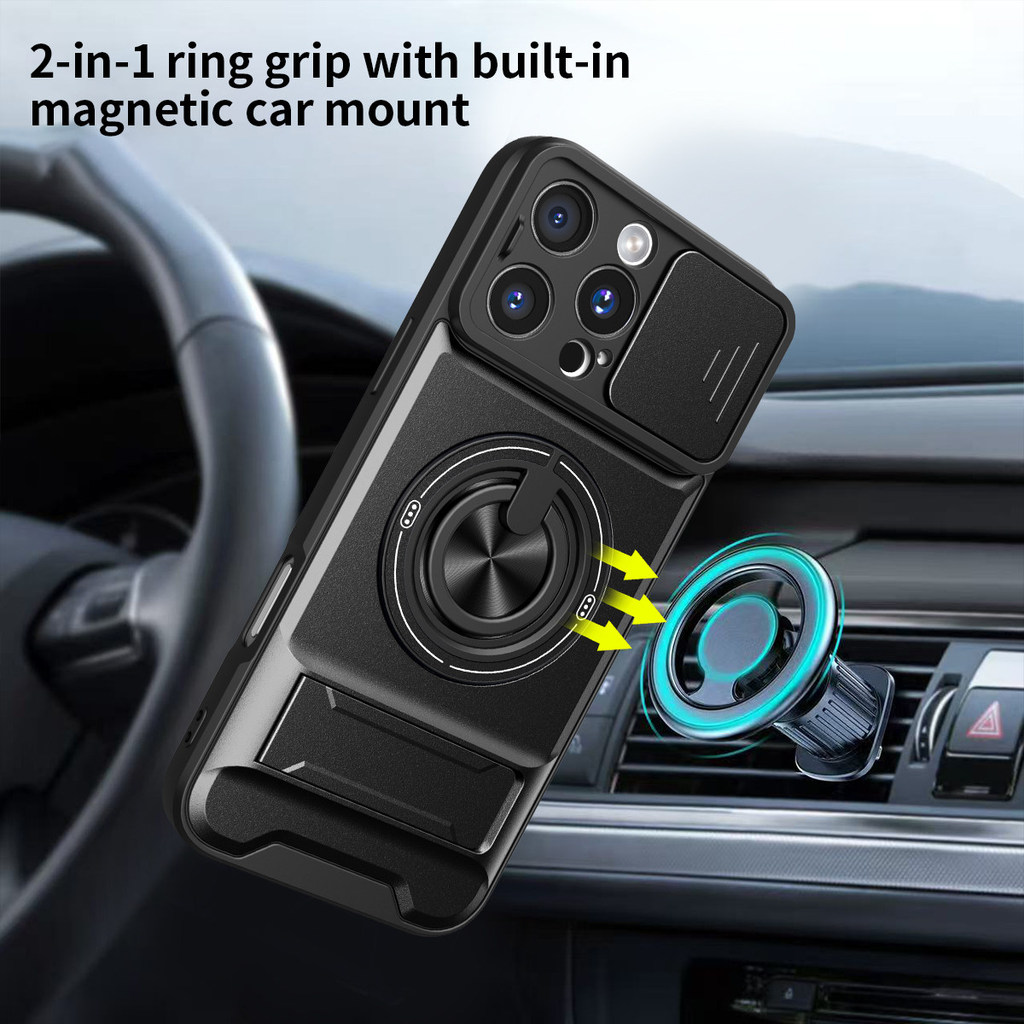 Ốp Điện Thoại Đa Năng Sang Trọng Thích Hợp Cho iPhone 16 Pro Max 14 17 13 12 11 15 Dây 360°Giá đỡ vòng có vỏ máy ảnh Vỏ bảo vệ toàn diện chống sốc