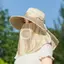 PNPIA- Mũ chống nắng vành rộng dành cho nữ có nắp che mặt thoáng khí Bảo vệ tia cực tím cho trà Piing Làm vườn Sử dụng ngoài trời