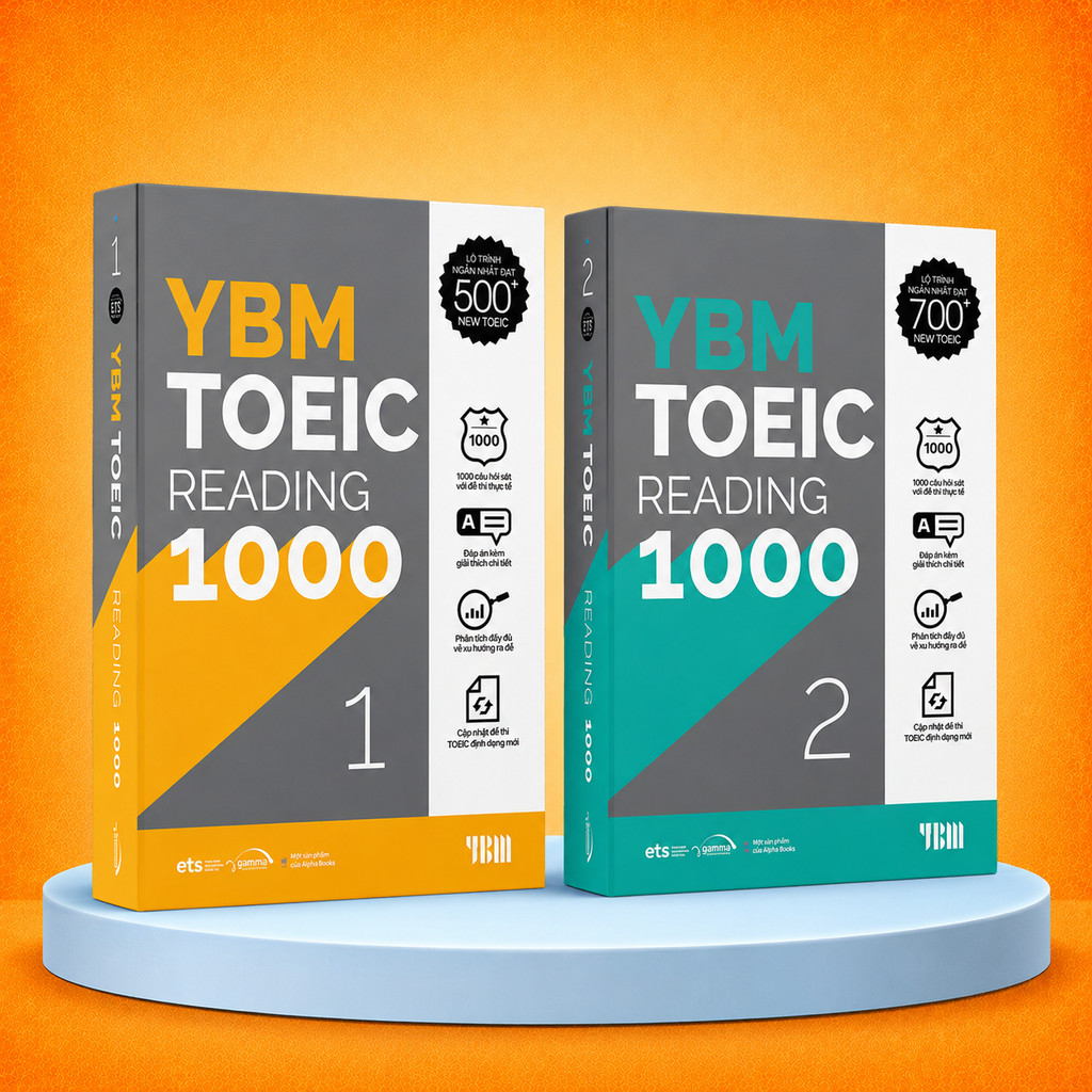 Sách – Lẻ/Combo: YBM TOEIC Reading 1000 Vol 1 + Vol 2 – Kèm lời giải chi tiết (Gamma Books)