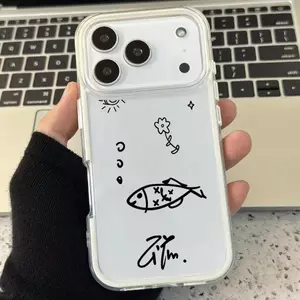 Ốp lưng iPhone 17 họa tiết cá đen trắng tối giản thời trang chống trầy