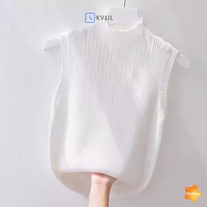 Áo Vest dệt kim không tay nửa màu trơn mùa hè Hàn Quốc dành cho nữ mới