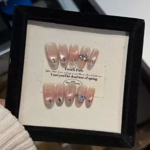 Khỏa Thân Làm Móng Tay Đeo Móng Tay Cao Cấp Cảm Giác Handmade Nhấp Nháy Kim Cương Cô Dâu Ảnh Cưới Bầu Không Khí Cảm Giác