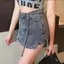 Người đàn ông nhỏ gọn hơn Nhìn chữ a Hot Girl Váy Mini Denim Culottes eo cao