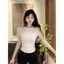 Phong cách mới Pure Desire Style Áo thun ngắn tay nữ cổ tròn thời trang mùa hè Áo sơ mi nhỏ xếp li mỏng hơn trông gợi cảm Sweet Hot Girl Slim @