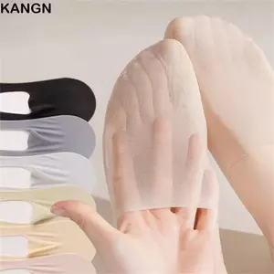 KANGN 1 Đôi Tất Thuyền, Tất Ngắn Vô Hình Miệng Nông Không Dấu Vết, Vớ Mắt Cá Chân Mỏng Thoáng Khí Màu Trơn Chống Trơn Trượt Cho Mùa Hè