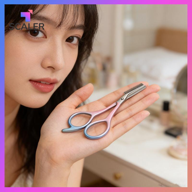 Kéo lông mày bằng thép không gỉ chuyên nghiệp SCALER kèm công cụ chính xác tiện dụng không gây dị ứng cho Salon trang điểm làm đẹp tại nhà.