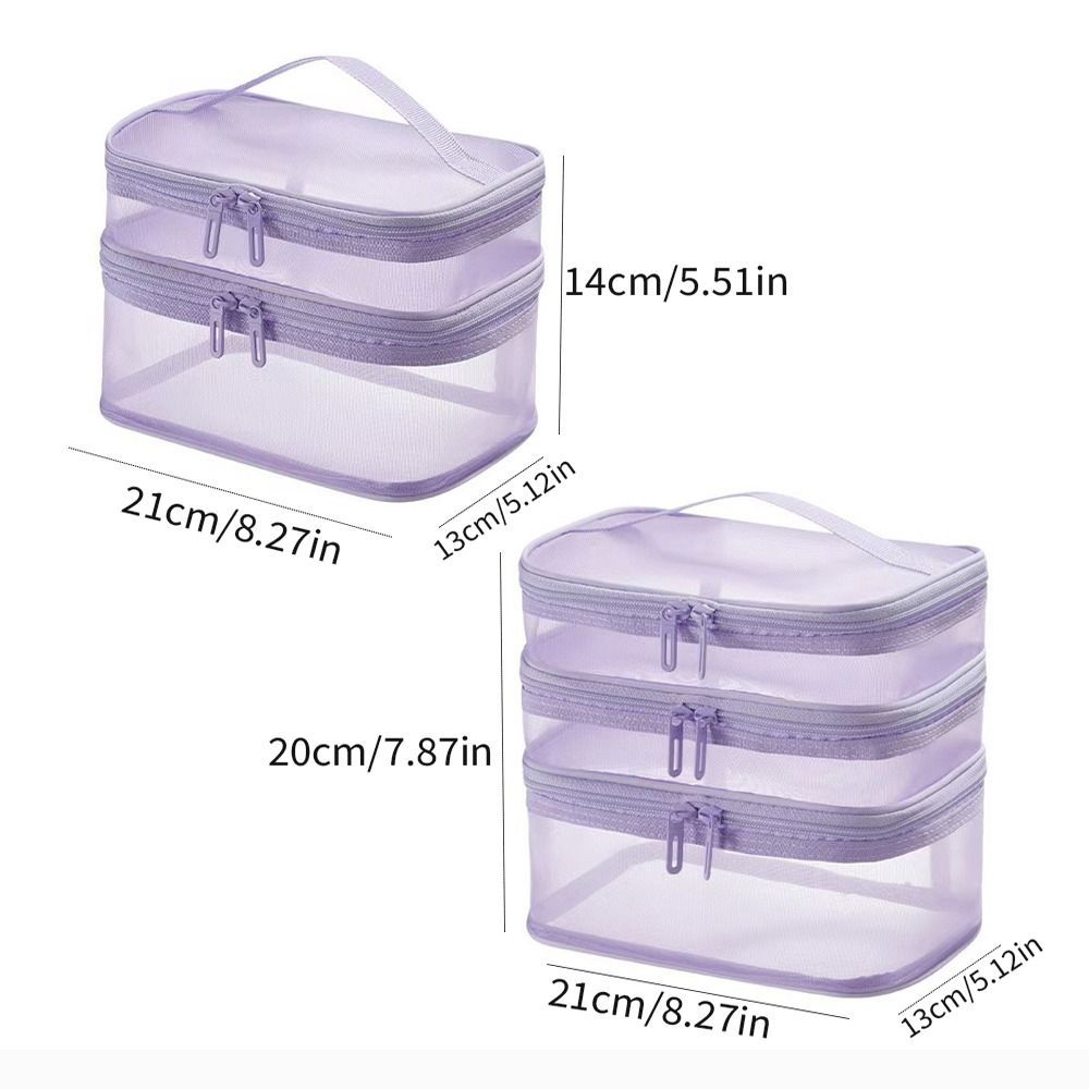 Túi đựng mỹ phẩm du lịch HIGHVIEWLS, Túi đựng đồ trang điểm lưới trong suốt, Túi đựng đồ vệ sinh 2 / 3 lớp dung tích lớn đa chức năng Tổ chức đồ vệ sinh