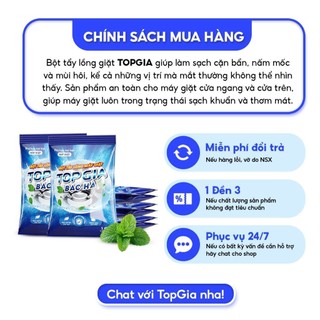 Bột vệ sinh lồng máy giặt TopGia, Combo 3 gói tẩy lồng giặt, khử mùi, làm sạch cặn bẩn, diệt khuẩn