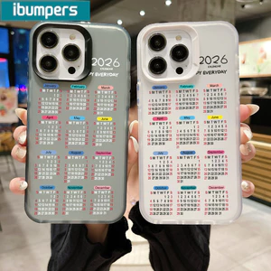 Ốp điện thoại Ibumpers Thẩm mỹ 2026 Lịch hàng ngày Clear Matte Soft Vỏ chống sốc cao cấp cho iPhone 11 12 13 14 15 16 17 Pro Max IP 7 8 Plus Iphon X XS XR