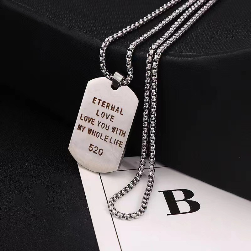 Vòng cổ mặt dây chuyền thép titan thương hiệu Vuông, phù hợp cho nam nữ với phong cách Hip Hop và thời trang - Japan