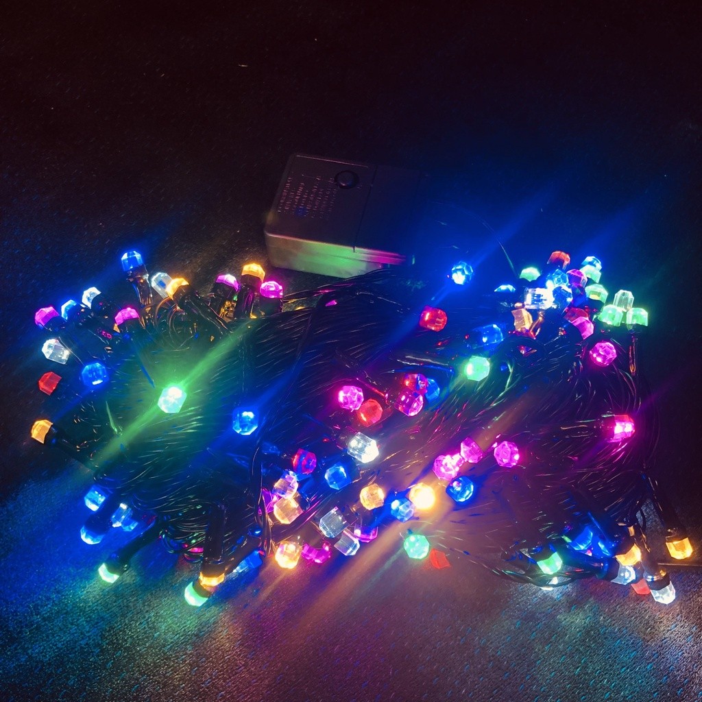 Dây Đèn Led Trang Trí Nháy Kim Cương 40m 7 Màu Trang Trí Quấn Cây,Đèn Nháy Chớp Noel, Tết.