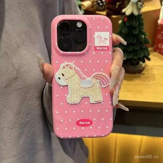 Ốp Điện Thoại Thích Hợp Cho iPhone 7 8 X XS XR XSMAX 11 12 13 14 15 16 17 Pro max Plus Da Thêu Pony Chống Sốc Vỏ Bảo Vệ Chống Sốc Bao Gồm Tất Cả 2VKG