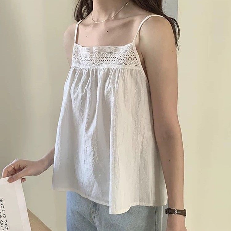 Áo yếm thêu mùa xuân hè, phong cách mới, kích cỡ lớn, đáy rộng, chất liệu lanh cotton