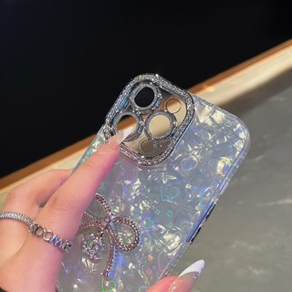 Phim Bảo Vệ Ống Kính Hồng Trắng Laser Trái Tim Tình Yêu Kim Cương Nơ Ốp Lưng Điện Thoại iPhone 17Promax 16Promax 11 12 13 14 15 Pro Max 14Plus Vỏ Di Động Nữ Chống Sốc