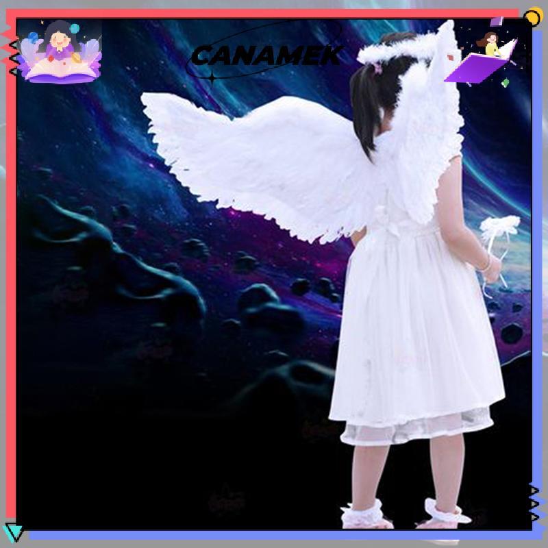 CANAMEK Nuốt Hình Thiên Thần Trắng Có Dây Đeo Đàn Hồi Cho Trẻ Em Tiệc Cosplay Halloween Trang Trí Sinh Nhật CSF