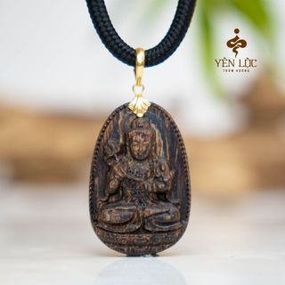 Mặt Trầm Hương Lên Khuy 10K- Trầm Sánh Chìm - Tặng kèm Dây Dù - Trầm Hương Yên Lộc
