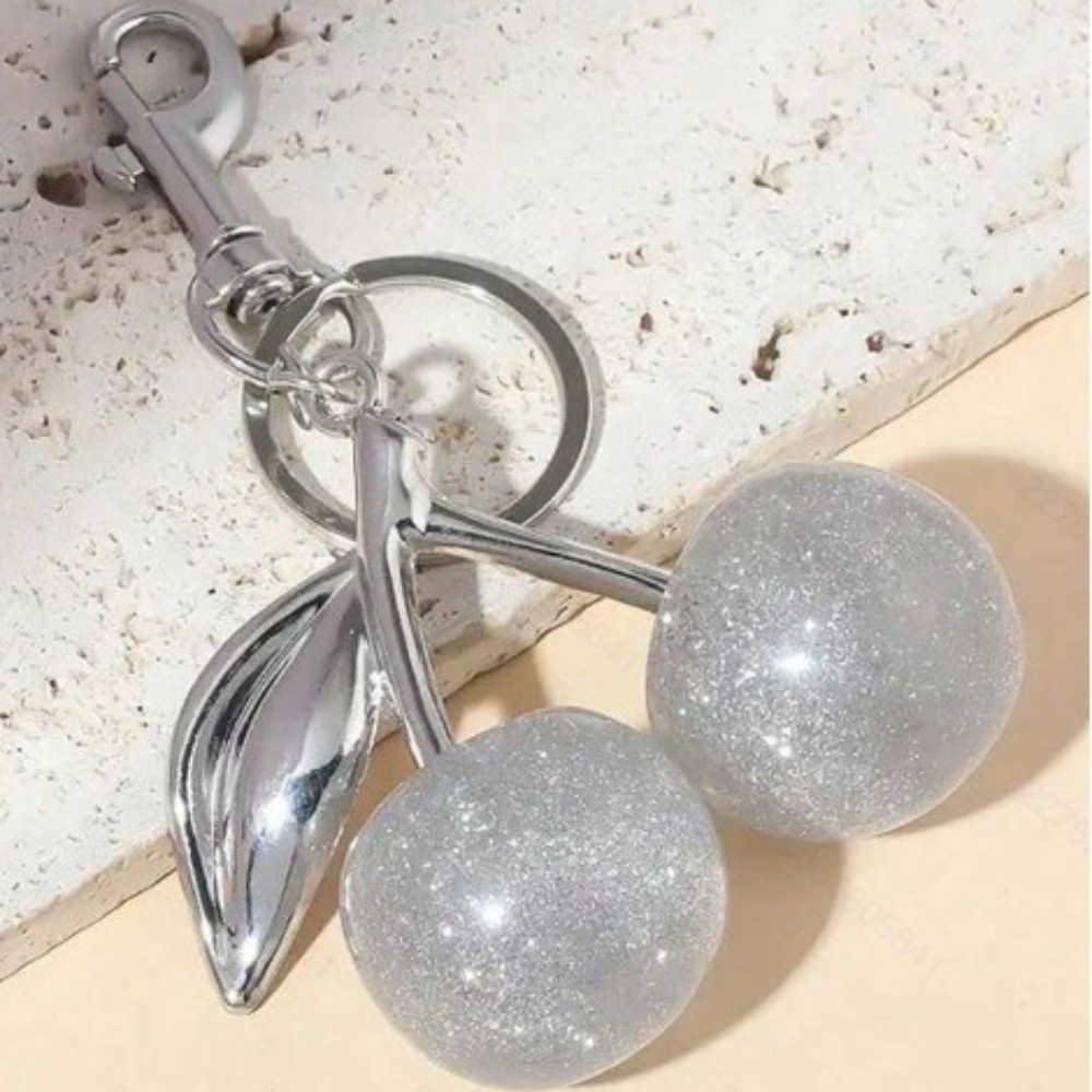 ITRUMPET Cherry Móc Khóa, Móc Khóa Nhựa Lấp Lánh, Thời Trang Lấp Lánh DIY Trang Sức Trái Cây Tai Nghe Mặt Dây Chuyền Ba Lô Treo Trang Trí
