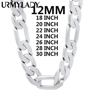 Vòng cổ bạc 925 cổ điển cho nam, đường kính 12mm, dây từ 18 đến 30 inch - Trang sức thời trang