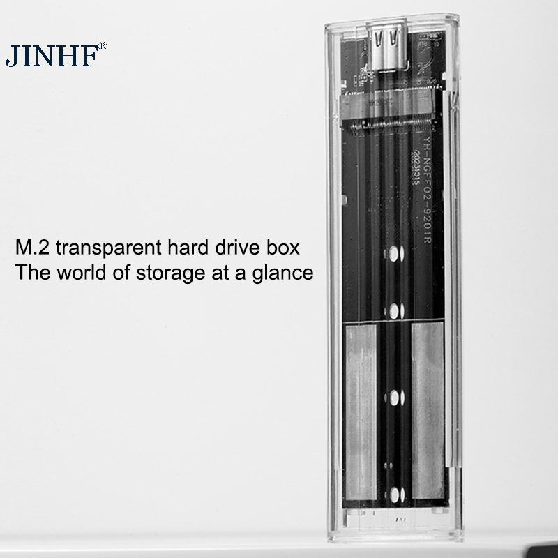 JINHF M.2 NVME PCIe NGFF SATA Protocol Case Clear USB Type C 10Gbps PCI-E Hộp đựng ổ cứng gắn ngoài trong suốt cho điện thoại máy tính xách tay HOT