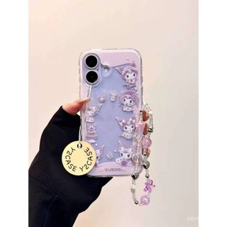 Ốp Điện Thoại Thích Hợp Cho iPhone XR 11 12 13 14 15 16 17 Pro max Plus Air Bow Kuromi Bracket Chain Vỏ Bảo Vệ Chống Sốc Bao Gồm Tất Cả Y7OY
