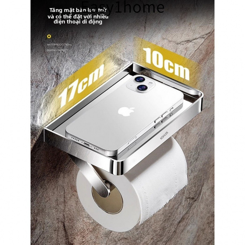 【 KOHLER 】 Giá đỡ khăn giấy bằng đồng và thép không gỉ, giá đỡ giấy vệ sinh, giá đỡ cuộn giấy vệ sinh, không cần khoan