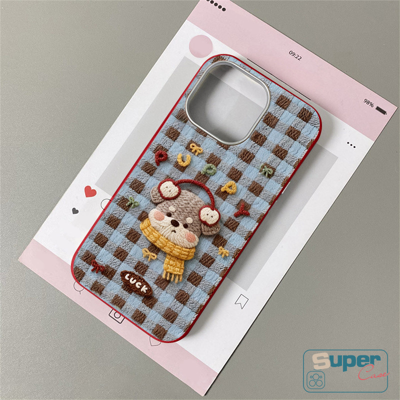 Ốp Lưng Tương Thích Cho IPhone 13 11 16 17 15 14 12 Pro 7 8Plus XR 12 16 15 11 14 13 Pro Max 16 Plus X XS Max Hoạt Hình Thời Trang Chó Con Dễ Thương Kẻ Sọc Chữ Doodle Da Họa Tiết