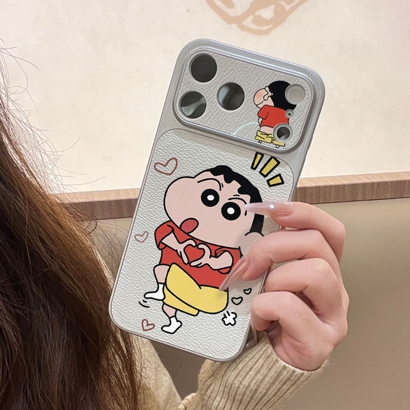 Ốp lưng iPhone Crayon Shin-Chan Bao da mềm cao cấp đựng máy ảnh - iP 7/8/X/XS/XR/11/12/13/14/15/16/17/Plus/Air/Pro/Max