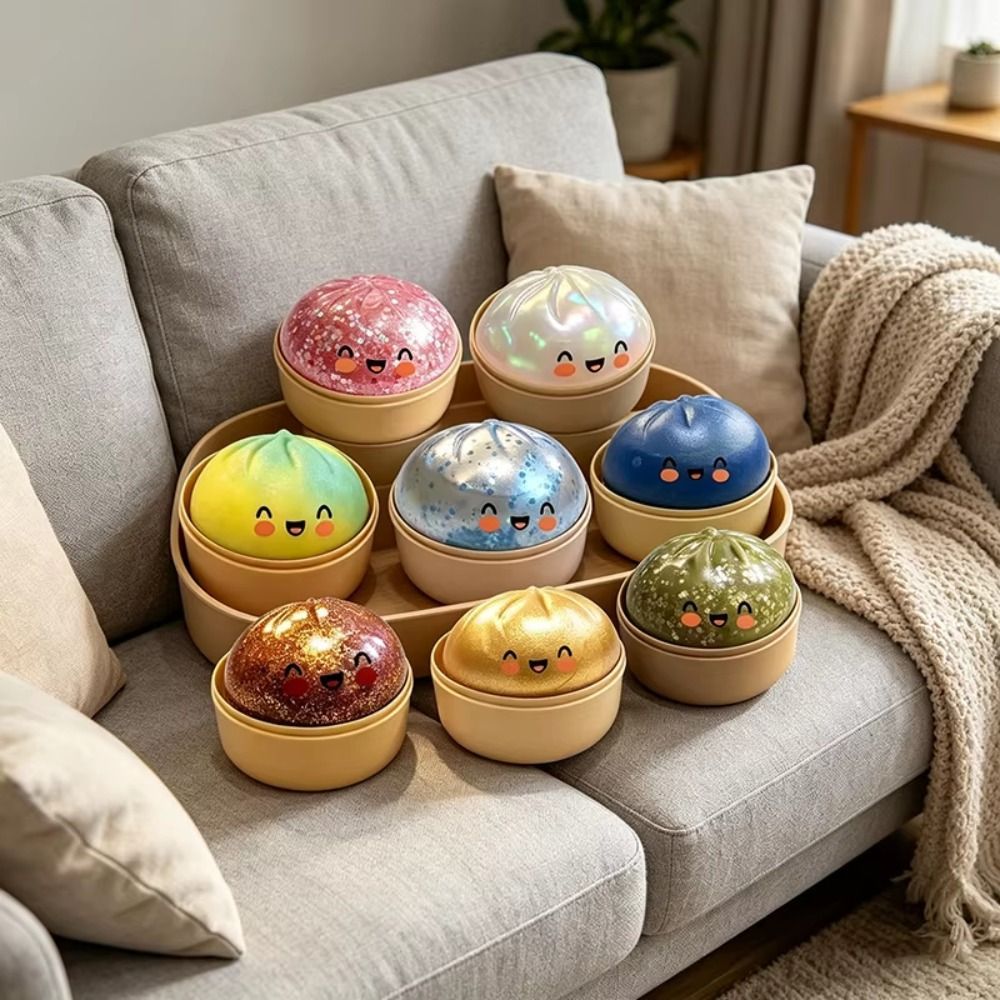 FUHUIOT Bánh bao Squishes, Quả bóng cảm giác cầu vồng khổng lồ, Mô phỏng hình bánh bao lấp lánh Đồ chơi Squishy mềm dễ thương Quà tặng trẻ em