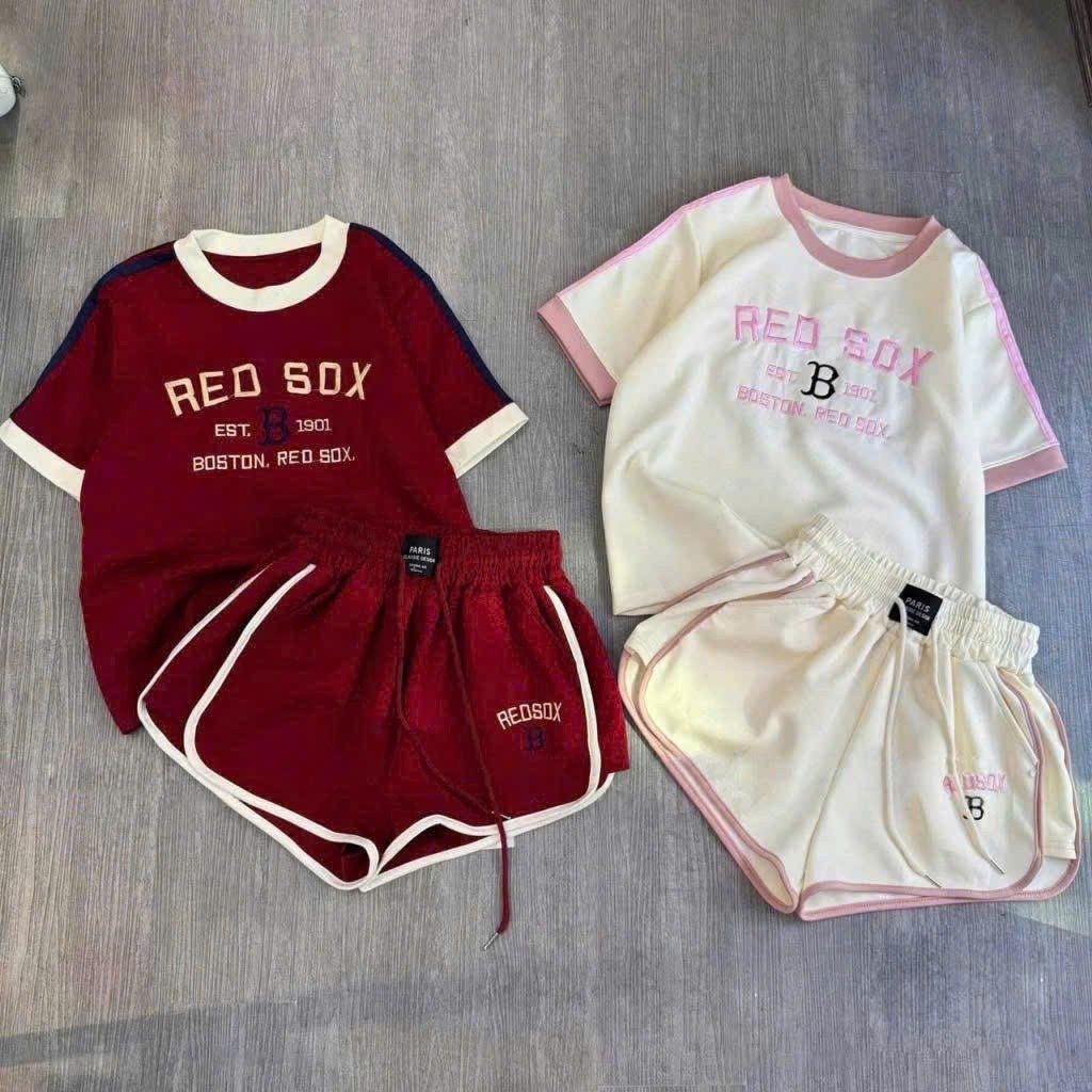 Sét Bé Gái HỌA TIẾT HÌNH IN RED SOX K.Kid Bộ Mùa Hè Chất Cotton Mát 8-20 kg M99