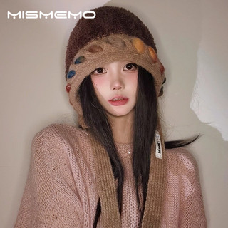 MISMEMO Hàn Quốc Dễ Thương Sang Trọng Mũ Nữ Mùa Đông Chống Lạnh Thể Hiện Mặt Nhỏ Ấm Bảo Vệ Tai Mũ Dệt Kim Dày