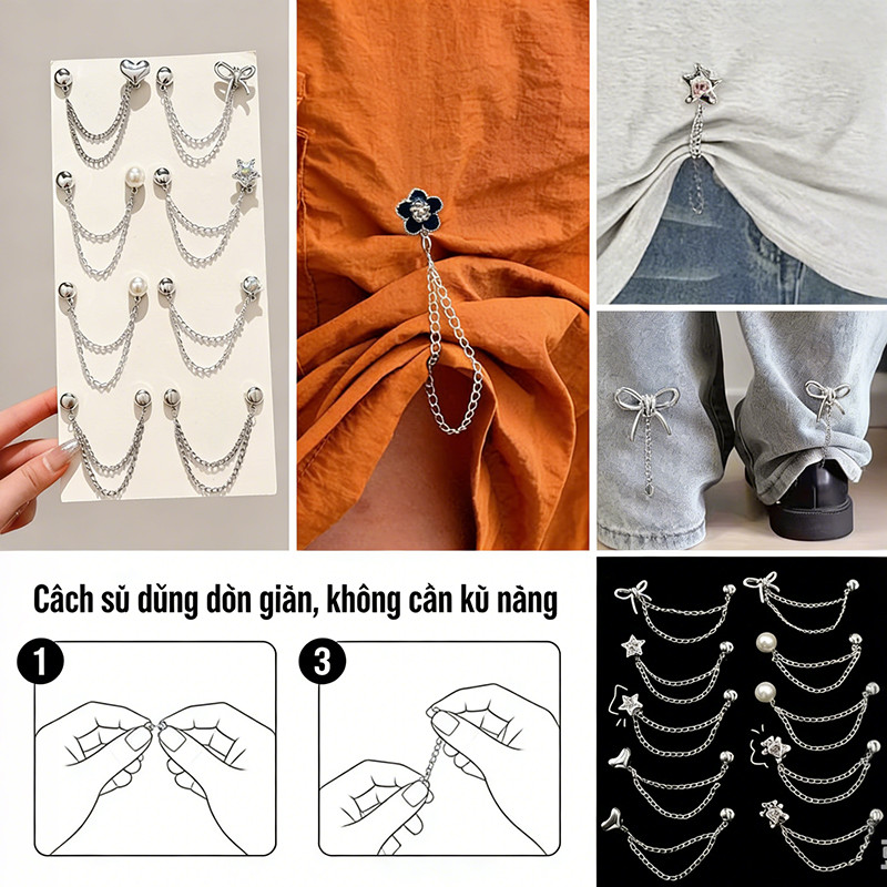 Kẹp Cộ Nam Châm Quần, Kẹp Thu Gọn Chân Quần, Phụ Kiện Trang Phục Phong Cách Ngầu Ngọt
