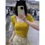 Mùa hè Mỹ Slim-fit Slimmer Look Filigree-fit Shoulder Short Board Cổ chữ U Tay ngắn t