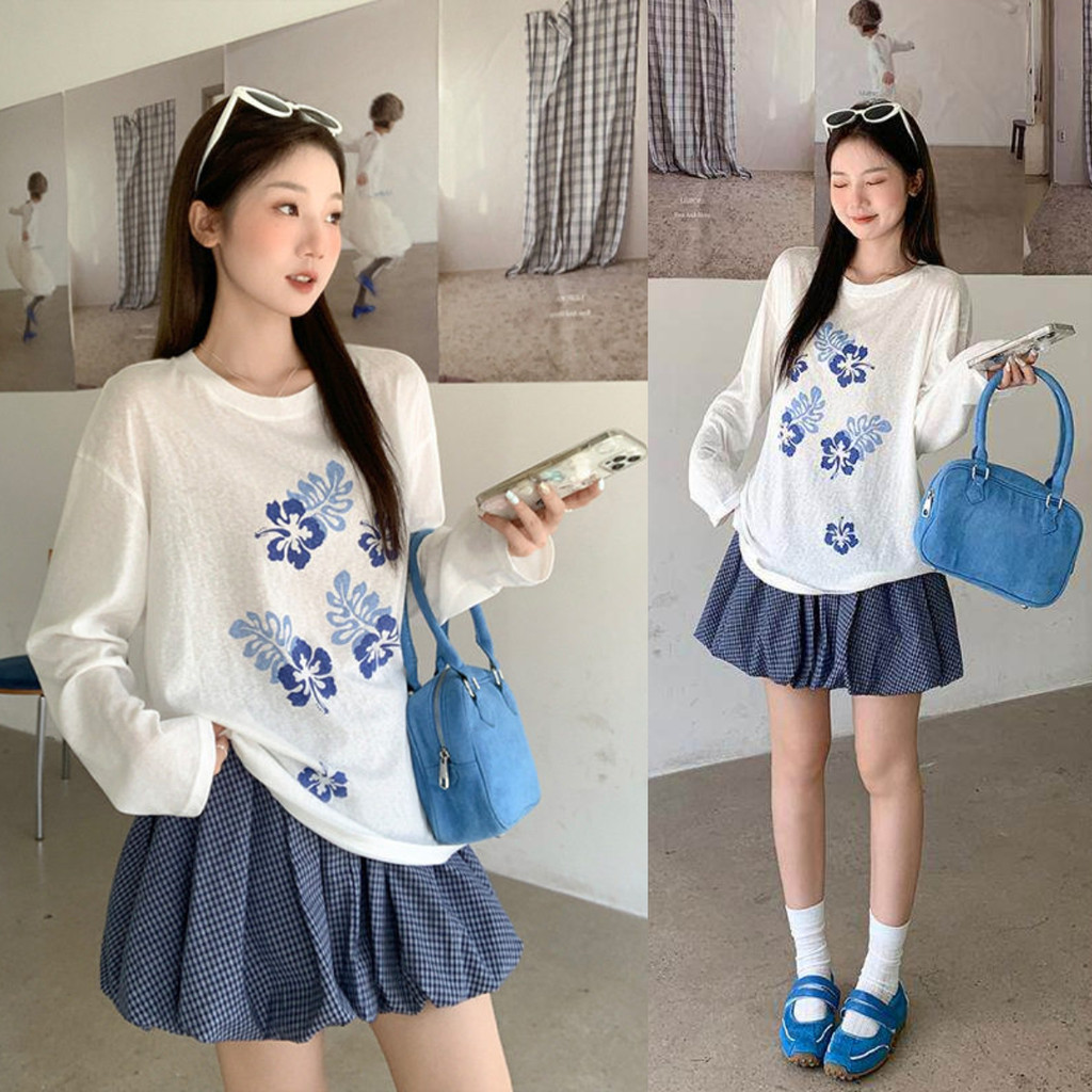 SUXI Áo thun dài tay in hình giản dị ngọt ngào dành cho nữ mùa hè mới 260515