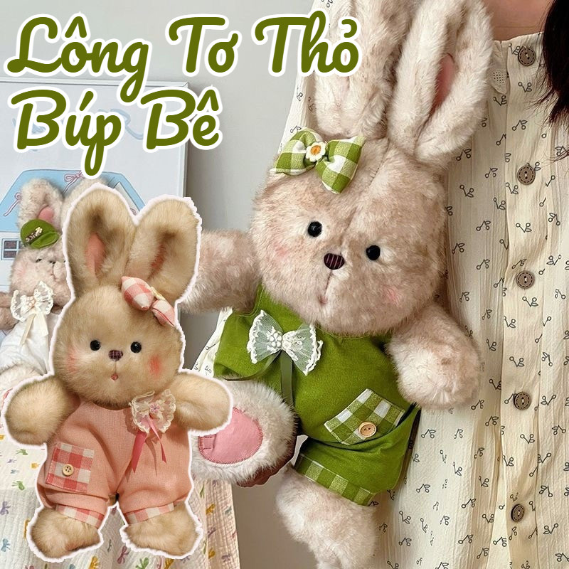 Lông Tơ Thỏ Sang Trọng Búp Bê,Phong Cách Cổ điển Dễ Thương,Kích Thước 35cm,Quà Tặng Sinh Nhật Bạn Gái Trẻ Em