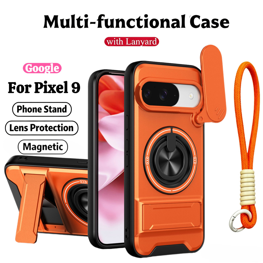 Ốp Điện Thoại Đa Năng Sang Trọng Thích Hợp Cho Google Pixel 9 10 10A Pro 5G 7 8 6 Dây 360°Giá đỡ vòng có vỏ máy ảnh Vỏ bảo vệ toàn diện chống sốc