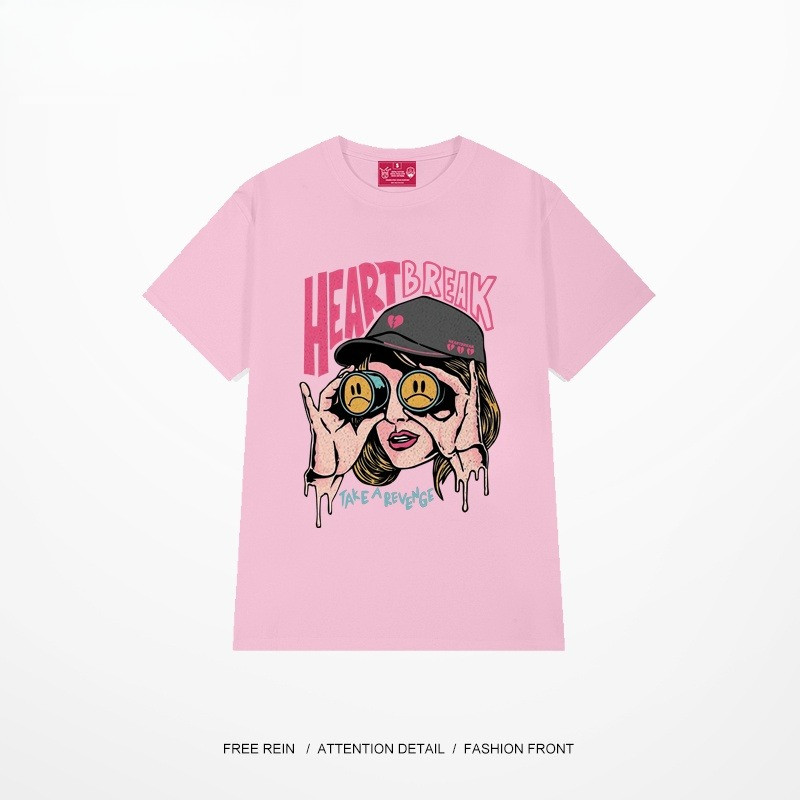 （Giao hàng 24h）Angela Áo thun NELLY Cotton 260gsm Premium - Heart Break Tay Lỡ Form Rộng Nam Nữ