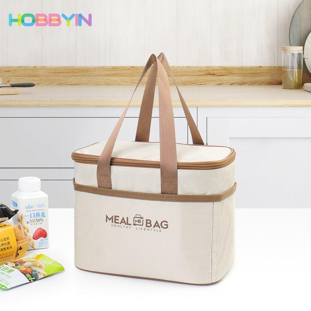 Túi đựng hộp cơm trưa HOBBYIN, Túi giữ nhiệt thực phẩm cách nhiệt bằng lá nhôm, Túi cách nhiệt dày chống thấm nước dành cho nữ