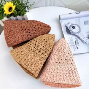 PNPIA- Buet Mũ Thiết Kế Vành Rộng Nữ Buet Mũ Mùa Hè Rơm Dệt Tấm Che Nắng Mũ Rỗng Mũ Sọc Mũ Đi Biển