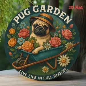 HELLOYOUNG Kim Loại Dễ Thương Pug Trang Trí Tường Cho Sân Vườn, Mảng Mèo Có Chậu Hoa, Phụ Kiện Nhà Hiện Đại Cho Phòng Khách