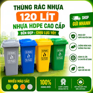 Thùng Rác 30, 60, 120 Lít Nhựa Dày HDPE Nhiều Màu Ngoài Trời Có Bánh Xe | Shop Gửi Nhanh (30-60L không có bánh xe)