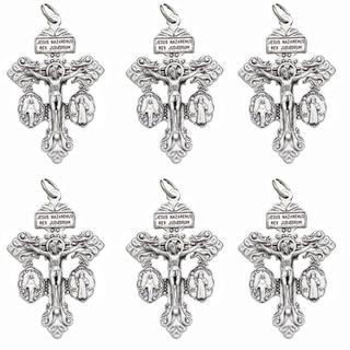 CLKLACEMASK 6 Cái Thánh Giá Công Giáo, Hợp Kim Có Thiết Kế Huy Chương Pardon Crucifix, 1.4 × 2.2 Inch Phần Mân Côi Công Giáo Đa Năng Chất Lượng Cao