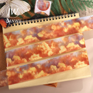 JIANWU 40mm * 200cm Vintage Cloud Bầu Trời Đầy Sao Phong Cảnh Chất Liệu Cắt Băng Thêu Sò PET Sáng Tạo DIY Tạp Chí Văn Phòng Phẩm