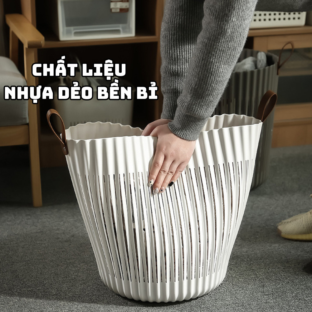Giỏ Đựng Đồ Quần Áo Bẩn Bằng Nhựa PP Có Quai, Giữ Không Gian Gọn Gàng, Ngăn Nắp