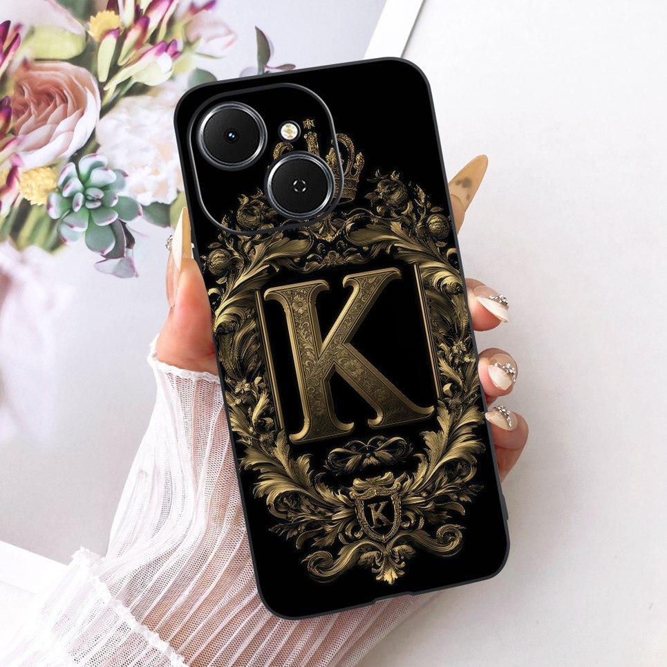 Dành Cho Tecno Spark 40C KM4k / Spark 40 KM5 Ốp Lưng Trong Suốt Mềm TPU Vỏ Điện Thoại Silicon Màu Đen Đỏ Họa Tiết Chữ Cái Vỏ
