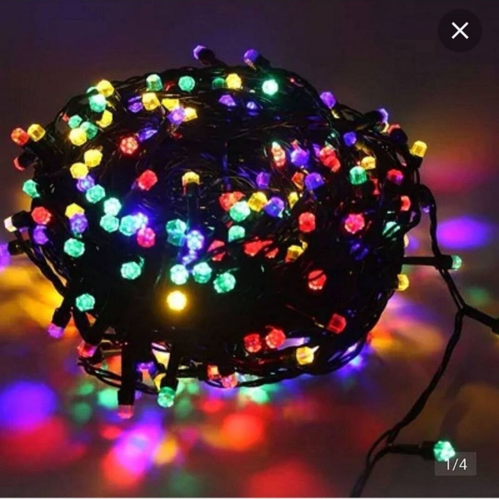 Dây Đèn Led Trang Trí Nháy Kim Cương 40m 7 Màu Trang Trí Quấn Cây,Đèn Nháy Chớp Noel, Tết.