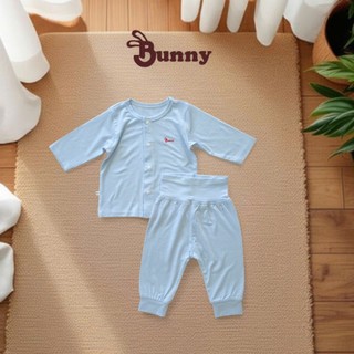 Bộ áo cúc bấm quần cạp cao Bunnybaby cho bé trai chất thun Modal mềm mịn (2)