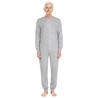 Yhong Unisex Người Cao Tuổi Chống Trượt Thích Ứng Áo liền quần Cổ Tròn Tay Dài Dây Kéo Lưng Quần Dài Một Mảnh Rompers Cho Nhu Cầu Đặc Biệt Và Khuyết Tật
